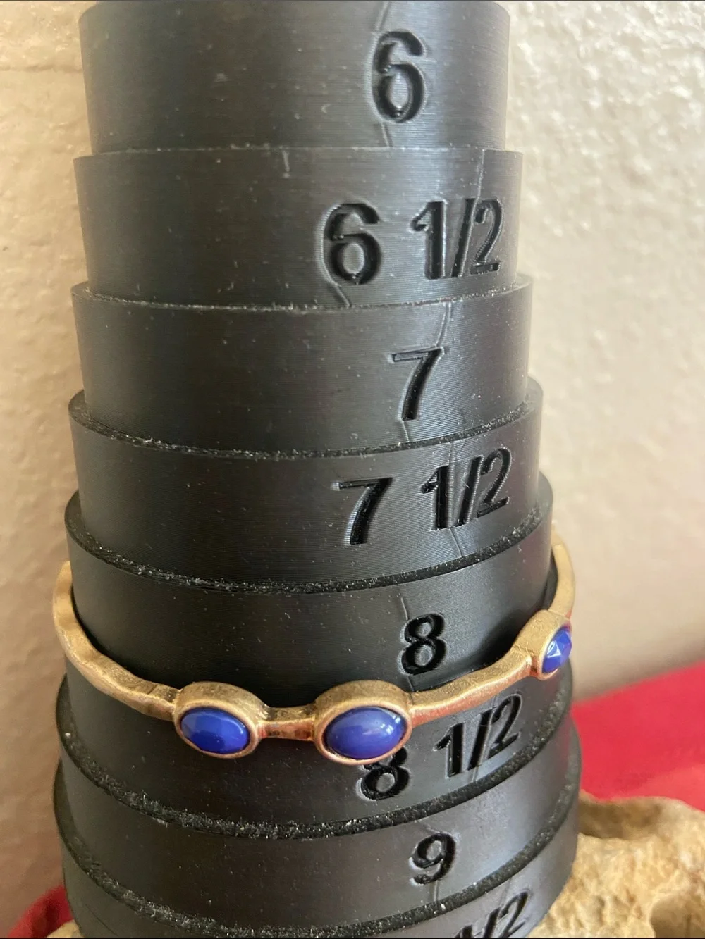 Vintage 80s Navy Faceted Cabochons Gold Tone Bangle Bracelet
